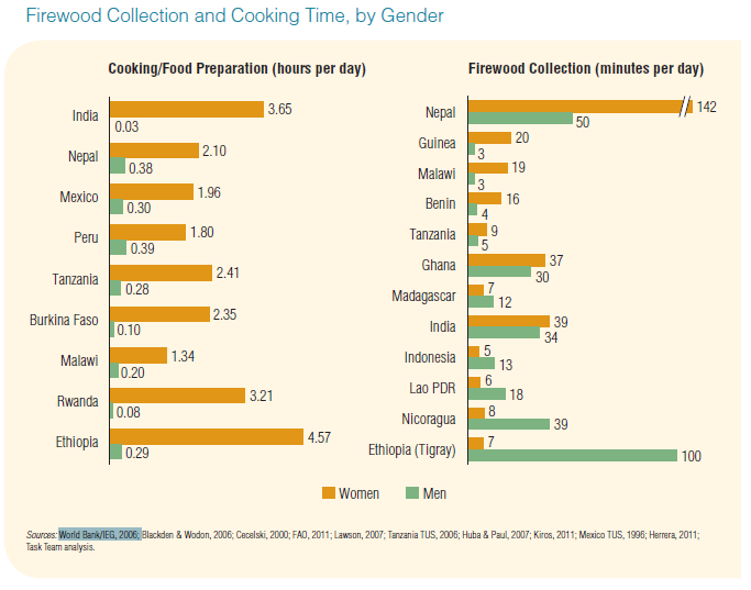 Figure 4: Firewood Collection and Cooking Time by Gender. Source: Putti et al. 2015