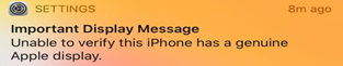 Figure1: Warning message on an iPhone in case of independent repair