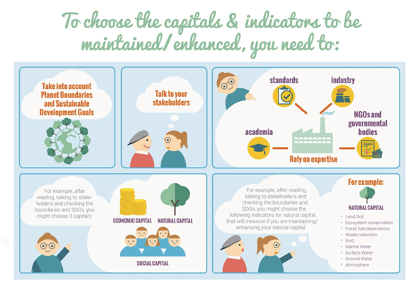 Figure 5: Step-by-step approach to select the capitals and indicators to be maintained and enhanced (Fermes d’Avenir, 2019)