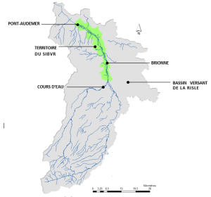 Périmètre d’actions du Syndicat mixte de la Basse Risle @crédit photo https://www.smbvrisle.fr/territoire/la-risle/